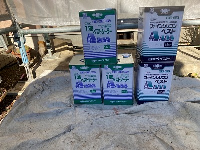 屋根　材料搬入