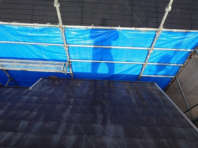 高圧洗浄前　飛散防止対策